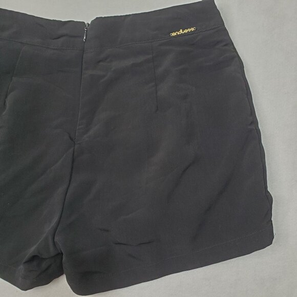 Endless Shorts Black Polyester Pleated Hem Women's 4 - Picture 14 of 16